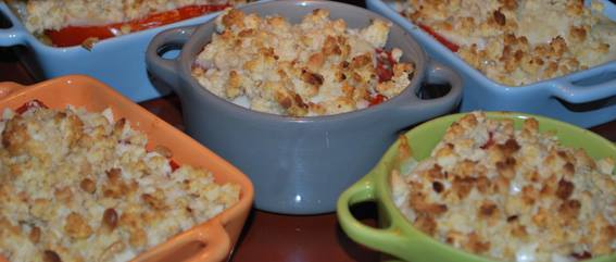 Crumble d'aubergine bio à la tomate