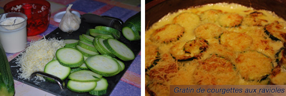 Recette de maison : Gratin aux courgettes bio et aux ravioles